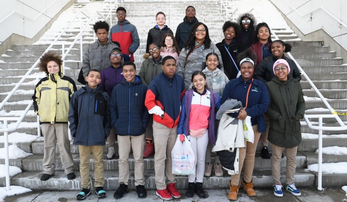 Group picture of Enterprise Charter School children. 