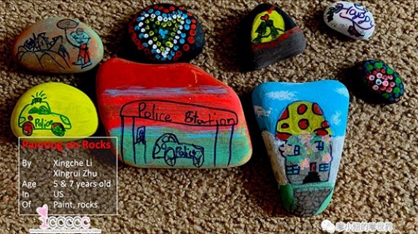 Zoom image: Picture of rocks painted by children. 