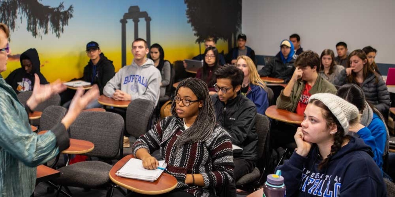 UB students in a classroom on North campus. 