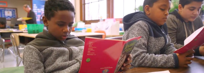 Image of students reading books in Buffalo Public School 6. 