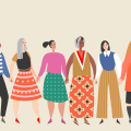 Illustration of a diverse group of women. 