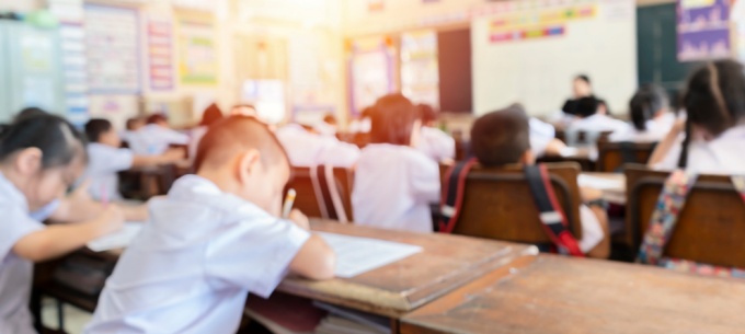 Students in a classroom. 