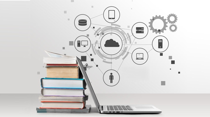 Conceptual illustration of information science and English studies. 