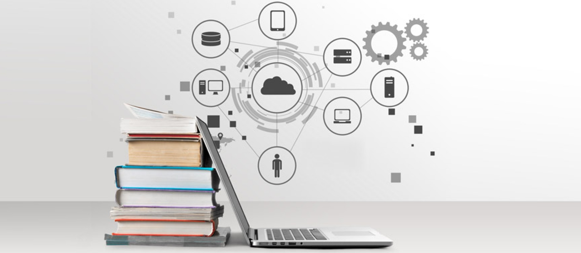 Conceptual illustration of information science and English studies.