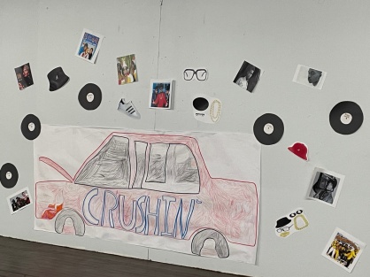 Zoom image: Student art inspired by Carole Boston Weatherford's book. 