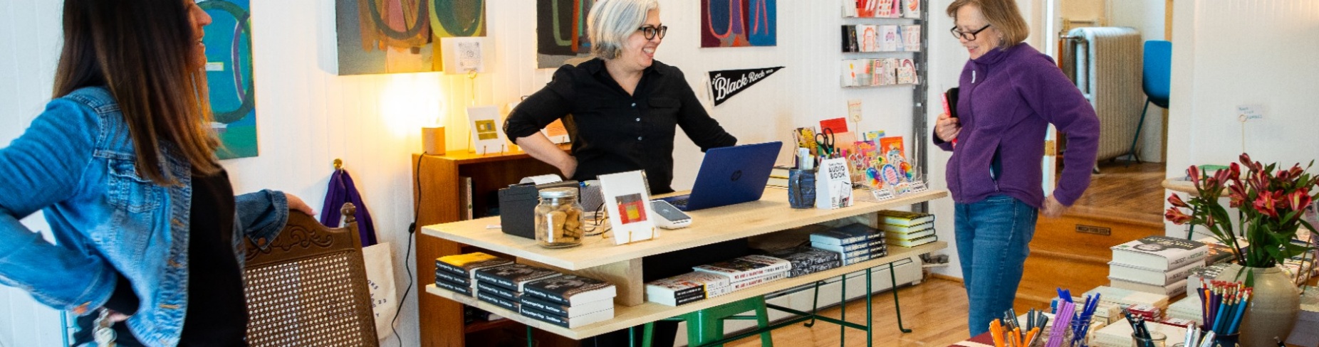 Black Rock Books, a store opened by Corrie Stone-Johnson, a professor in GSE, opened in April 2023 in Buffalo, NY. This was photographed for an Out of Office feature. Photographer: Meredith Forrest Kulwicki. 