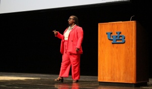 Zoom image: Sherri Ann Charleston, JD, PhD, chief diversity and inclusion officer at Harvard University, presents “Past as Prologue: The Future of Equity, Diversity, Justice, and Inclusion.” 