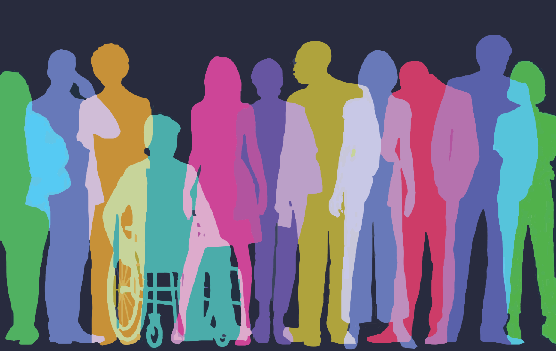 Illustration of a diverse group of people. 