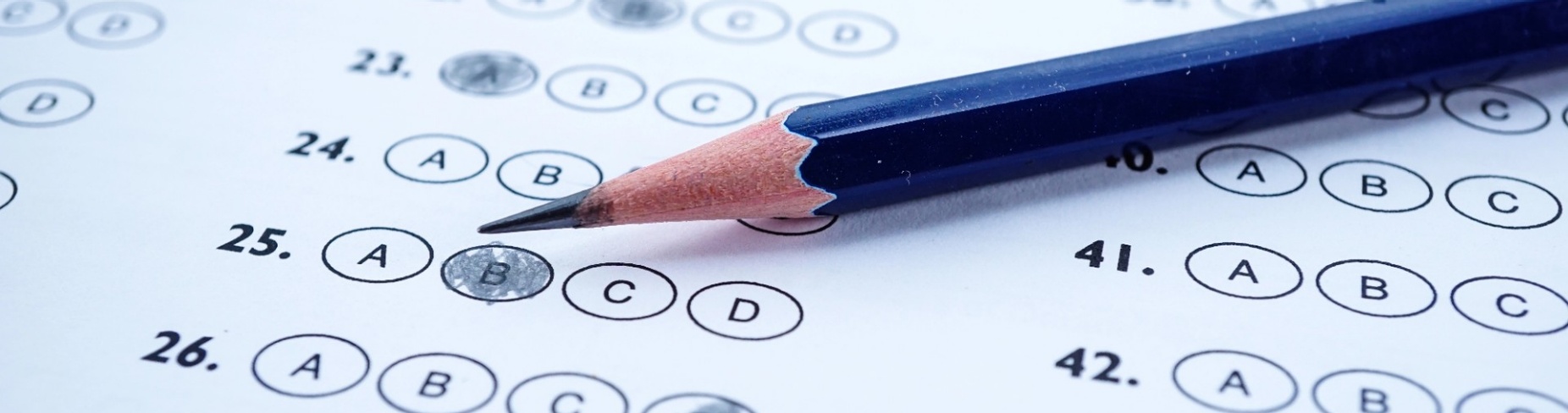 Standardized test bubbles with a pencil. 