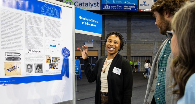 The annual Celebration of Student Academic Excellence was held in the Alumni Arena in May 2024. The event recognizes the acclaimed academic accomplishments and research projects of UB students. Photographer: Meredith Forrest Kulwicki. 