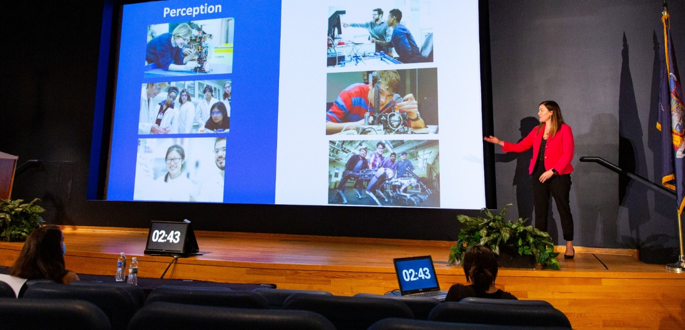 Danielle Lewis, who received her PhD in the Graduate School of Education in 2023, participates in a competition in March 2022. 