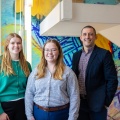Graduate students Lauren Reinhart and Melissa Safford with Ryan Creps. 