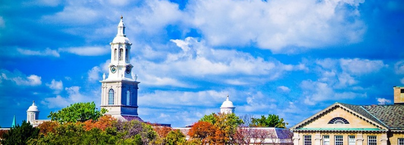 UB South Campus including Hayes and Wende halls on a sunny day with clouds in the sky. 