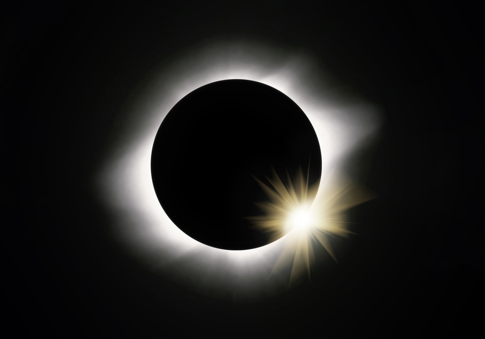 Moon covering the sun in a total solar eclipse. Stock image, may not be republished.