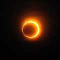 A solar eclipse from the sky. 