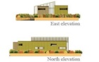 A series of drawings showing the house viewed from four perspectives. 