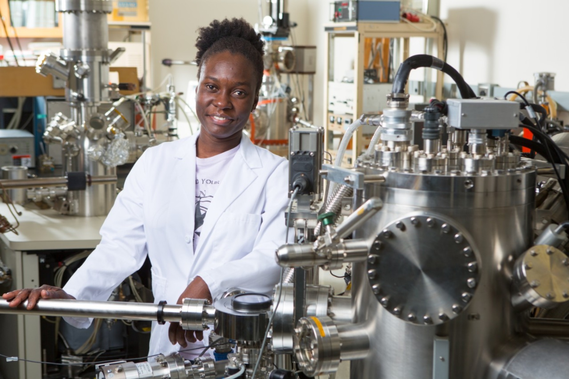 Pennante Naa Ayikailey “Penny” Bruce-Vanderpuije in her chemistry lab at the University at Buffalo.