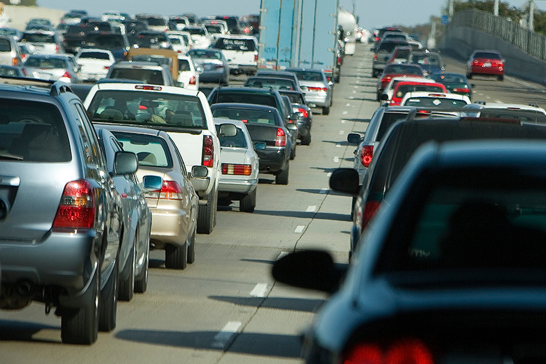 Vehicles in traffic.