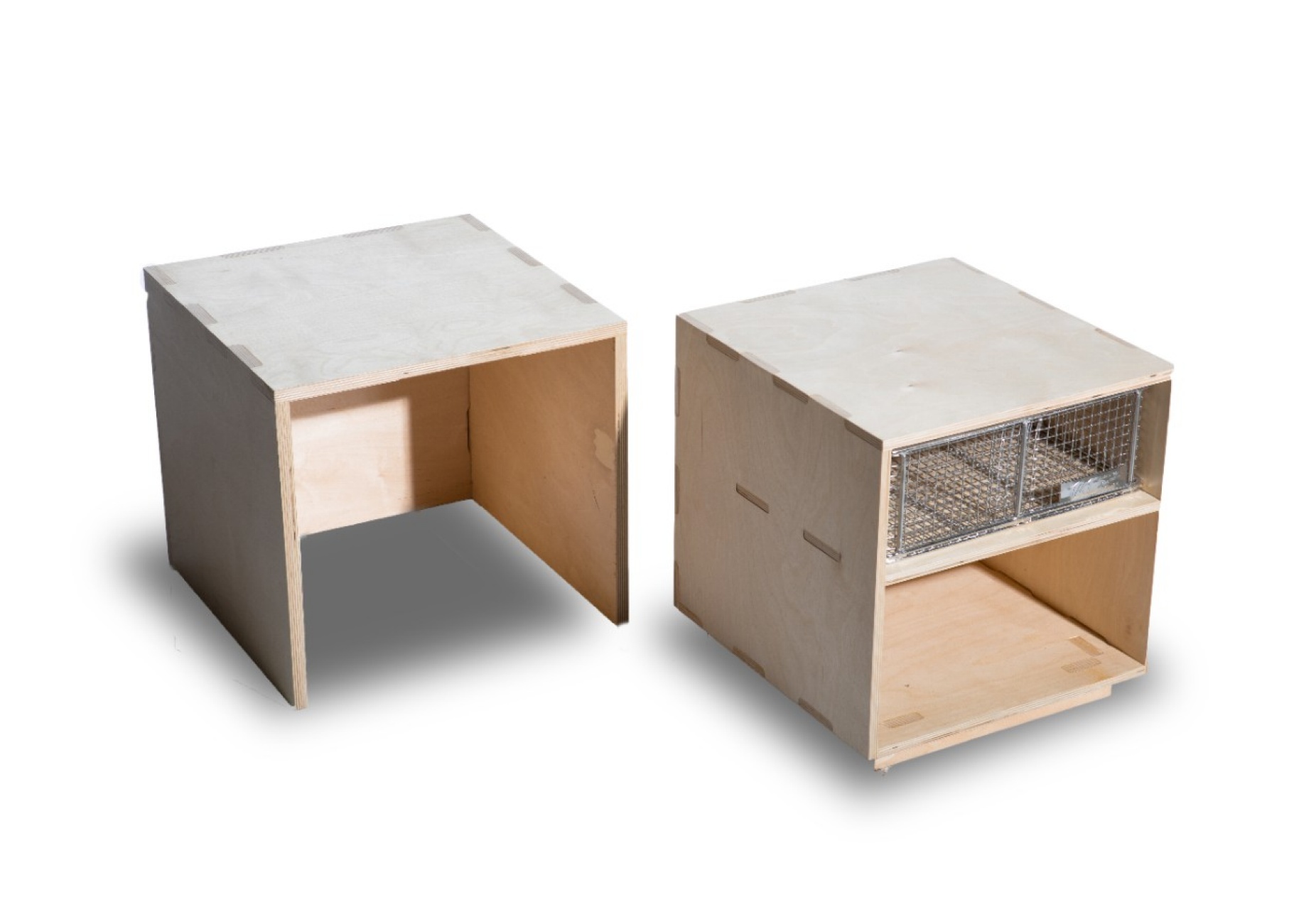 Two cubic nesting boxes. 