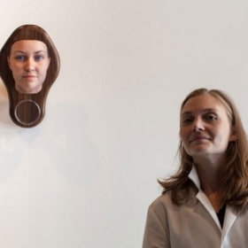 Heather Dewey-Hagborg and self-portrait. 