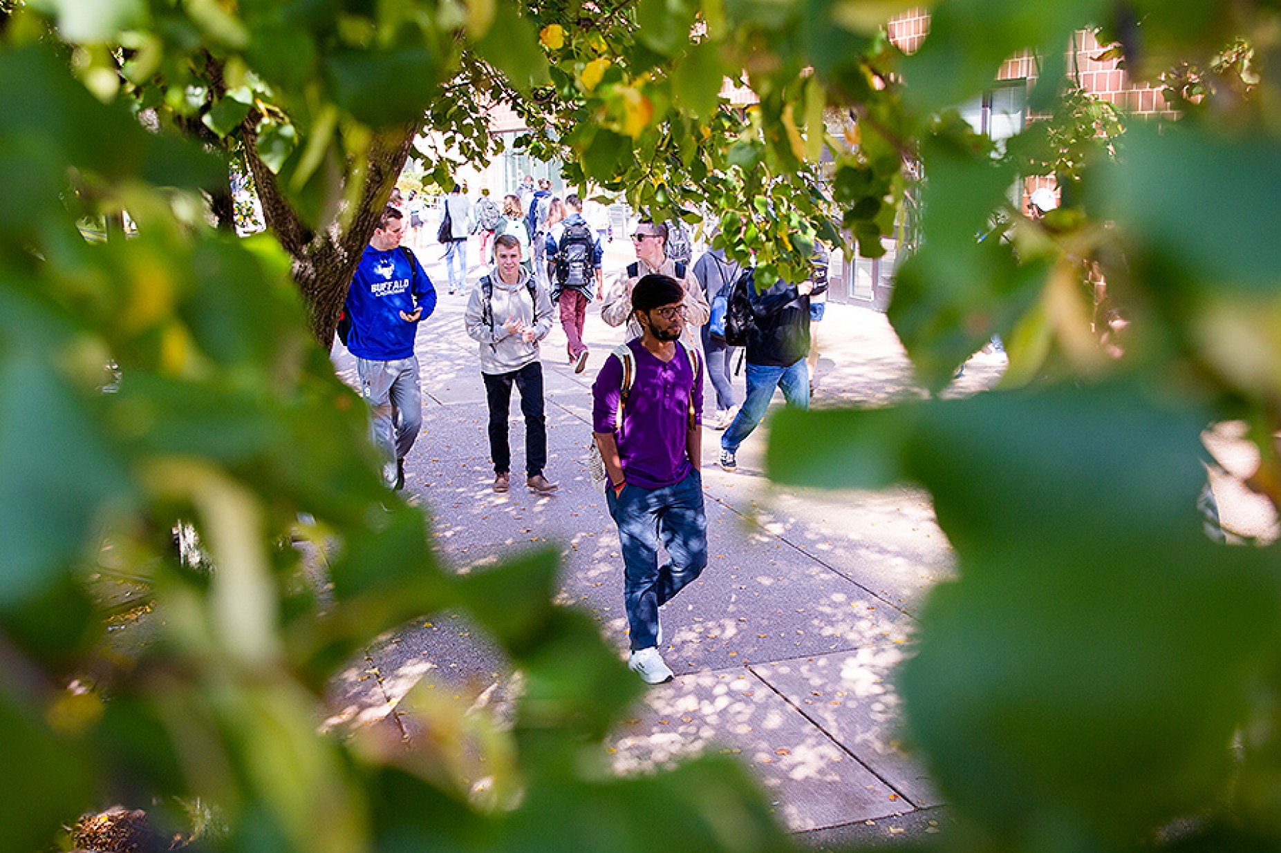 University students in Founder's plaza. 