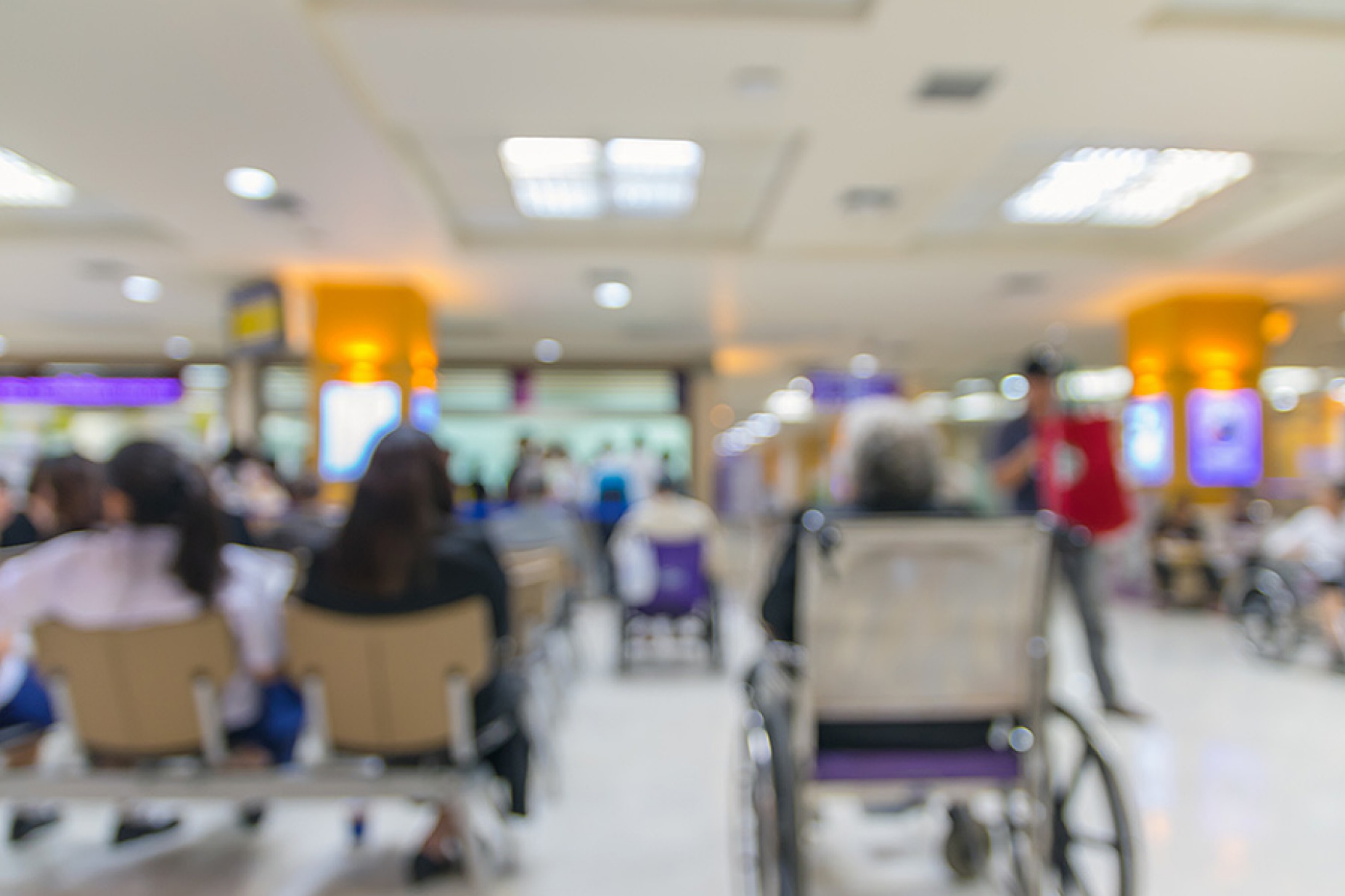 Patients in a crowded Emergency waiting room. 