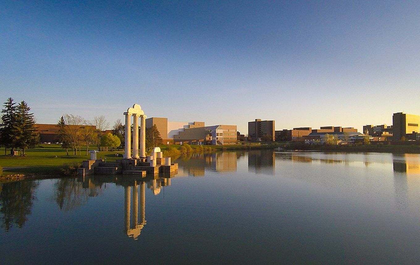 UB's Baird Point on Lake LaSalle at sunset. 