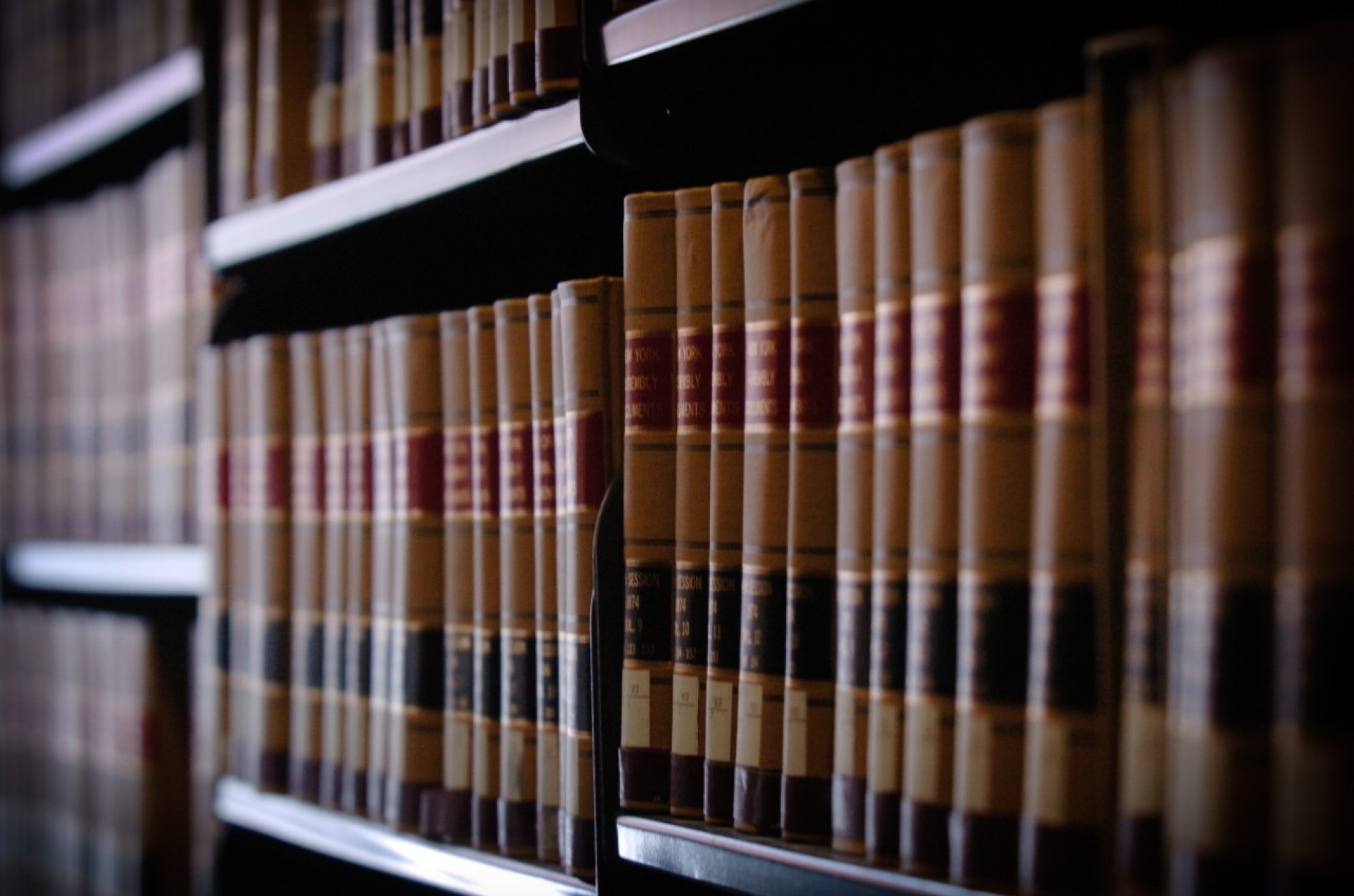 Shelves of books in the law library. 