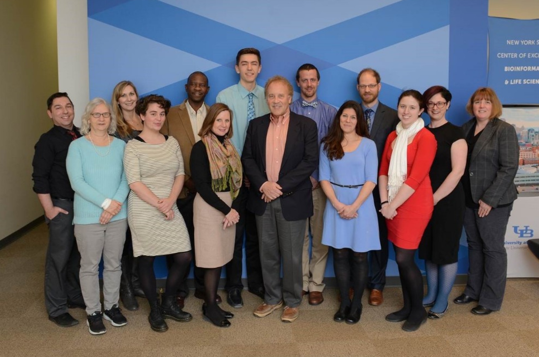 Faculty, staff and students of the UB Center for Integrated Global Biomedical Sciences pose for a group photo. 