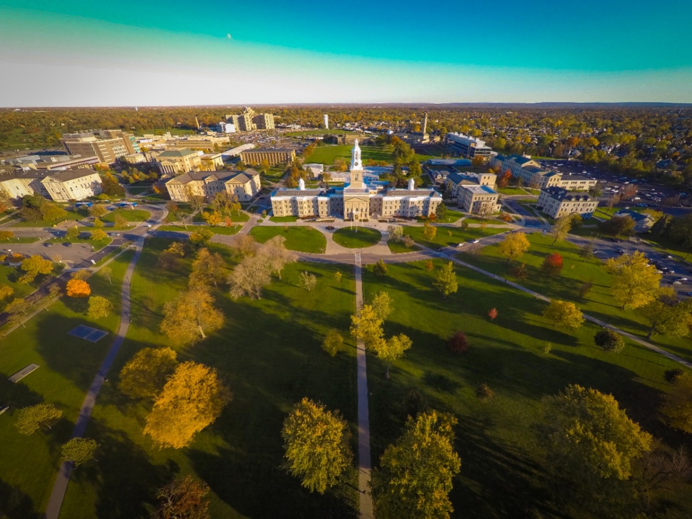 Aerial view of University at Buffalo south campus. 