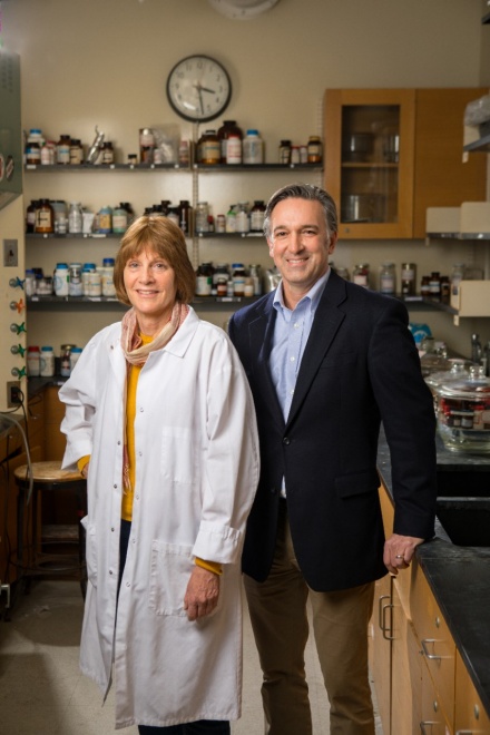 Zoom image: Left to right: Ferric Contrast co-founders Janet Morrow, a UB chemistry professor, and Bradford La Salle. Credit: Douglas Levere / University at Buffalo 