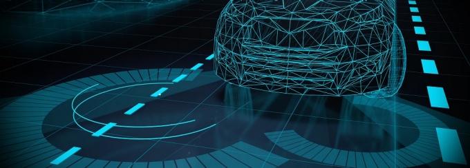 illustration of a car with computer vision. 