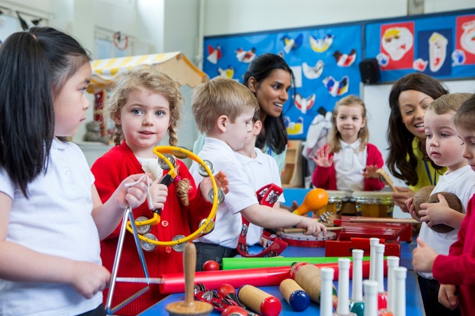 A group of preschool children and teachers. 
