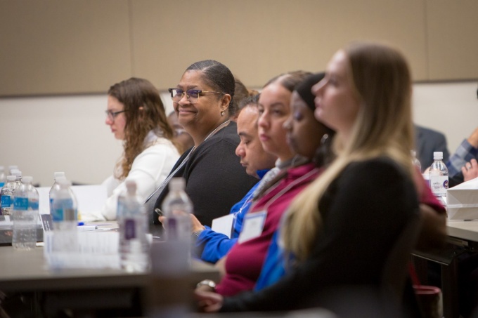 Students sitting at UB's Educational Opportunity Center. 