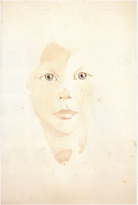 Zoom image: Friedl Dicker-Brandeis, "Child&rsquo;s Face", 1944. Watercolour on paper, 25 x 18 cm. Collection of the Beit Terezin Museum, Kibbutz Givat Haim Ichud 