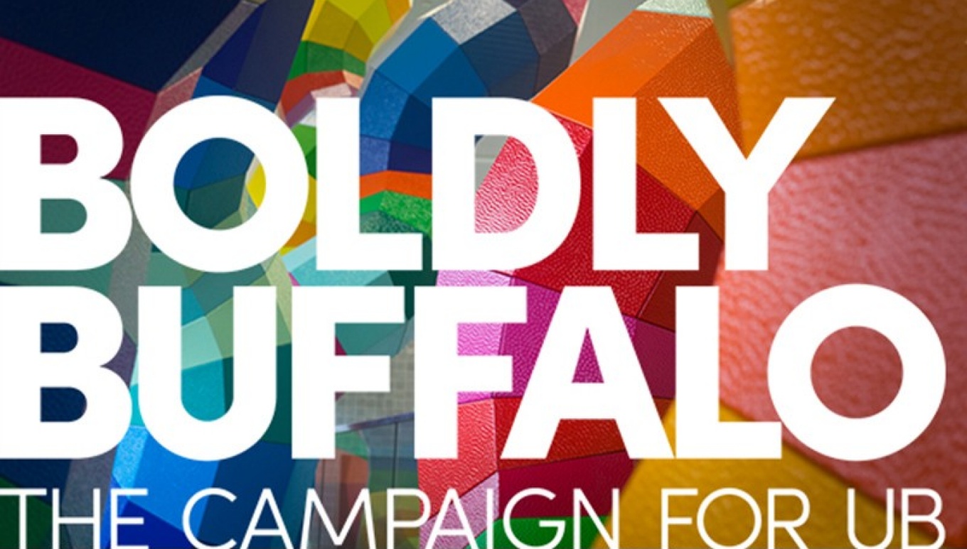 Image showing the words "Boldly Buffalo: The Campaign for UB" with a color background.