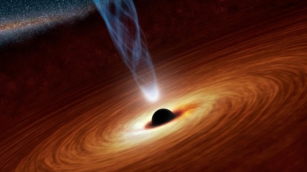 Zoom image: An artist’s concept illustrates a supermassive black hole. A new theoretical study outlines a method that could be used to search for wormholes (a speculative phenomenon) in the background of supermassive black holes. Image Credit: NASA/JPL-Caltech 