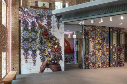 Zoom image: "Spring Awakening," by Nick Cave with Bob Faust, installed near the entrance to the Wrightwood 659 gallery space in Chicago as part of the exhibition, "About Face: Stonewall, Revolt and New Queer Art.&rdquo; Photo by James Printz 