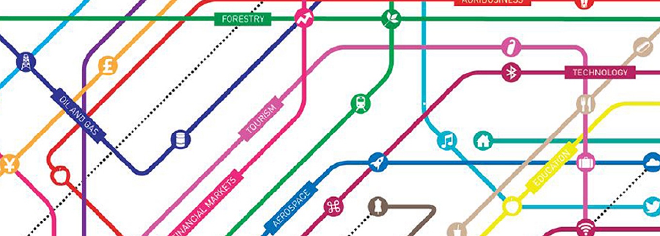 Abstract art from the book cover to represent transnational business governance interactions. 