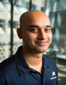 Thiru Vikram in Davis Hall atrium. 