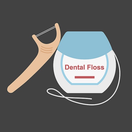 A flosser and dental floss. 