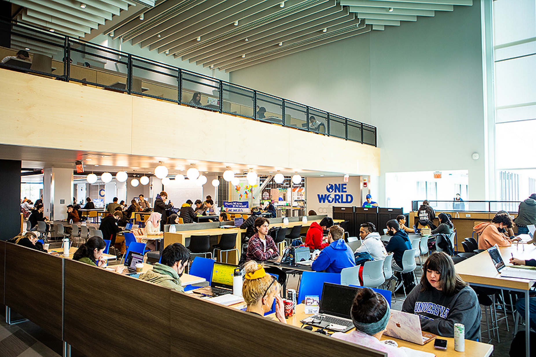 Zoom image: One World Cafe offers a place where UB students, faculty, staff and visitors can enjoy a diverse selection of authentic foods from around the world in a welcoming, community space. Photo: Douglas Levere 