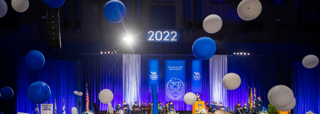 balloons falling on commencement. 