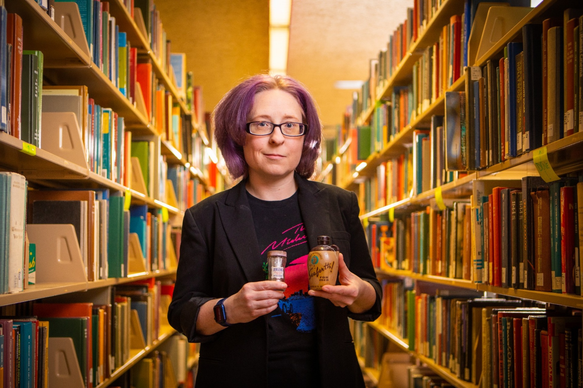 Zoom image: Cari Casteel, University at Buffalo clinical assistant professor of history, studies the history of deodorant. Credit: Douglas Levere / University at Buffalo 