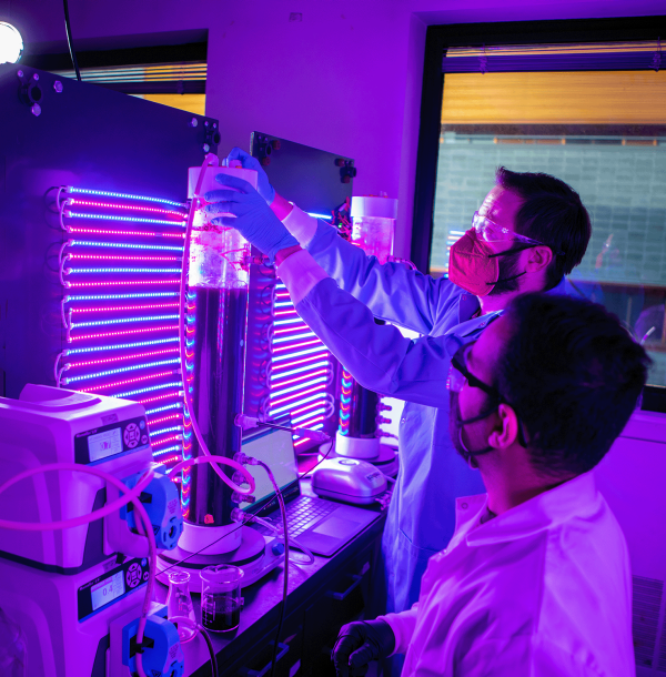 Zoom image: Inside the lab of engineering professor Ian Bradley, who is among UB faculty examining wastewater for COVID-19. Credit: Douglas Levere / University at Buffalo 