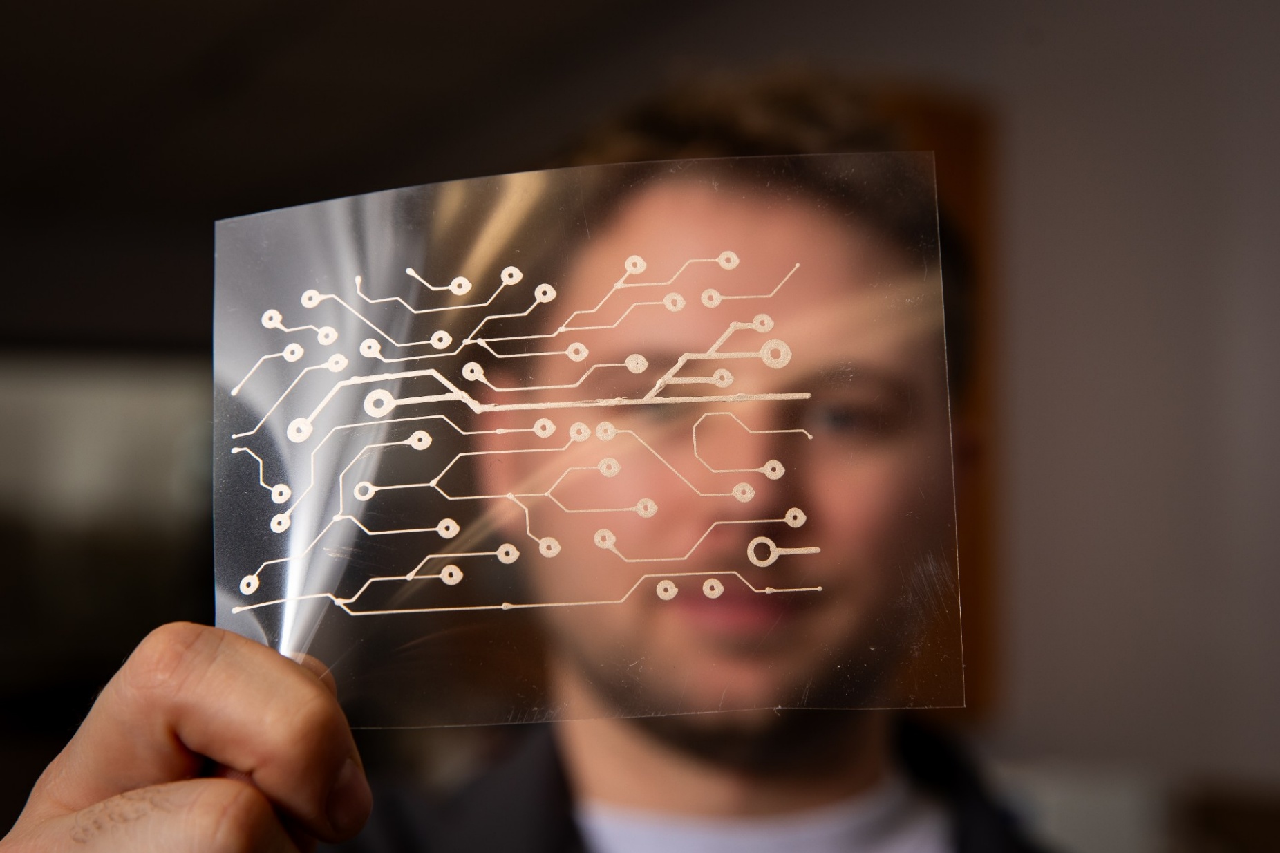 Zoom image: Copprium founder and president Brian Bischoff shows off a sample of the company's product. Photo: Meredith Forrest Kulwicki/University at Buffalo 