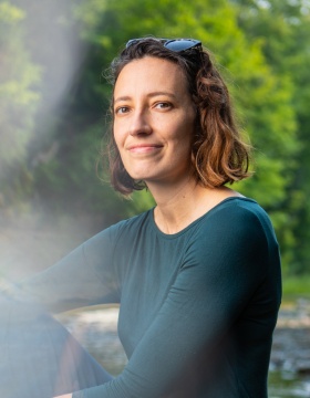 Portrait of Holly Buck taken in West Falls, NY in July 2021. Buck is with engineering, Environment and Sustainability. Photographer: Douglas Levere. 