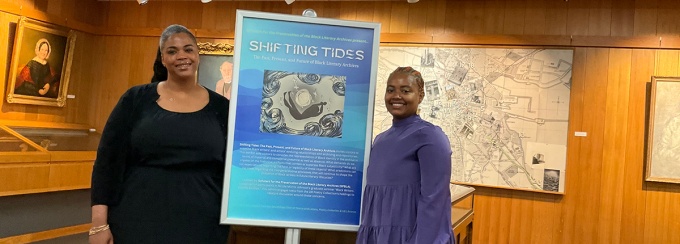 Master's student Melanie March and PhD student BreAnna Rice, both curators of the Black literary archives exhibit.