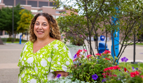 Zoom image: Amanda Aykanian, assistant professor of social work, calls UB “a good fit” for her research and teaching interests. Photo: Douglas Levere 