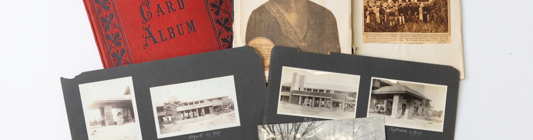 Old photos that were among the 370 objects donated to University Archives from the Graycliff Conservancy. 